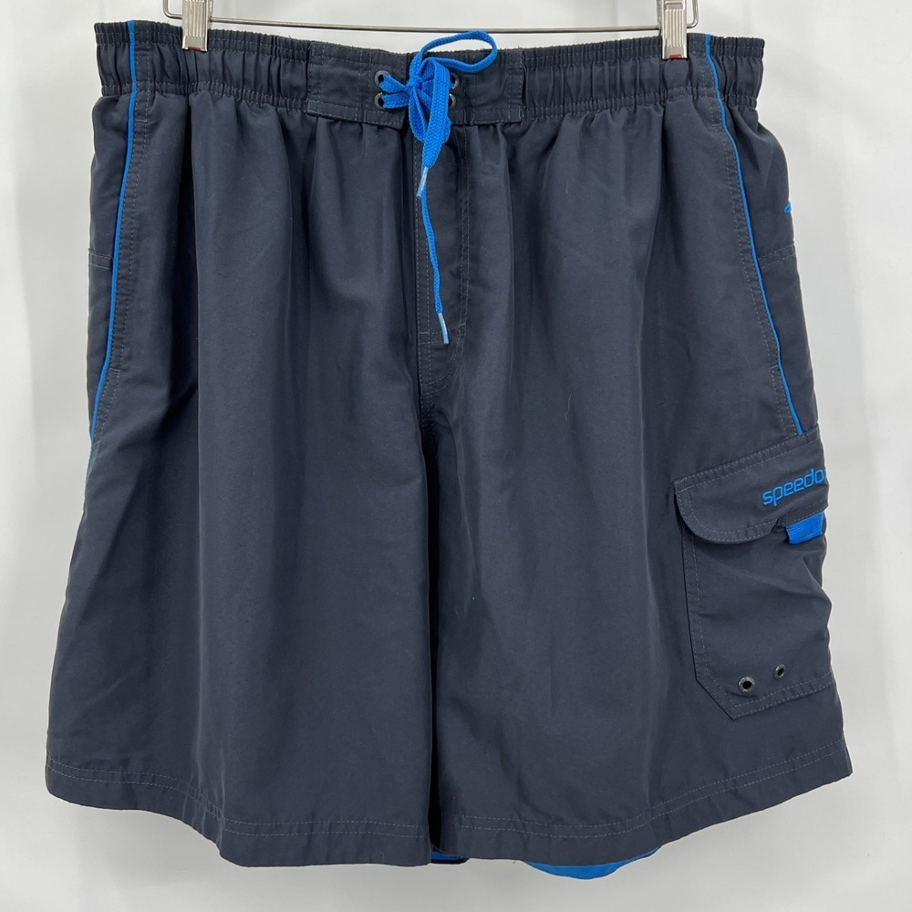 Speedo‎ Men's Size XL Gray Swim Trunks Lined Board Shorts Pockets Summer Beach